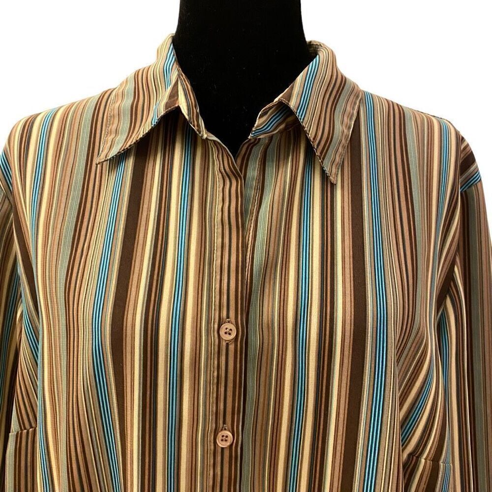 Covington Striped Button-Down Blouse Size 1x - image 2